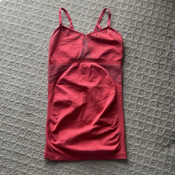 Unbranded Tank Top Cami Camisole Shapewear Workout Womens S Red Pink Shelf Bra - Picture 1 of 9